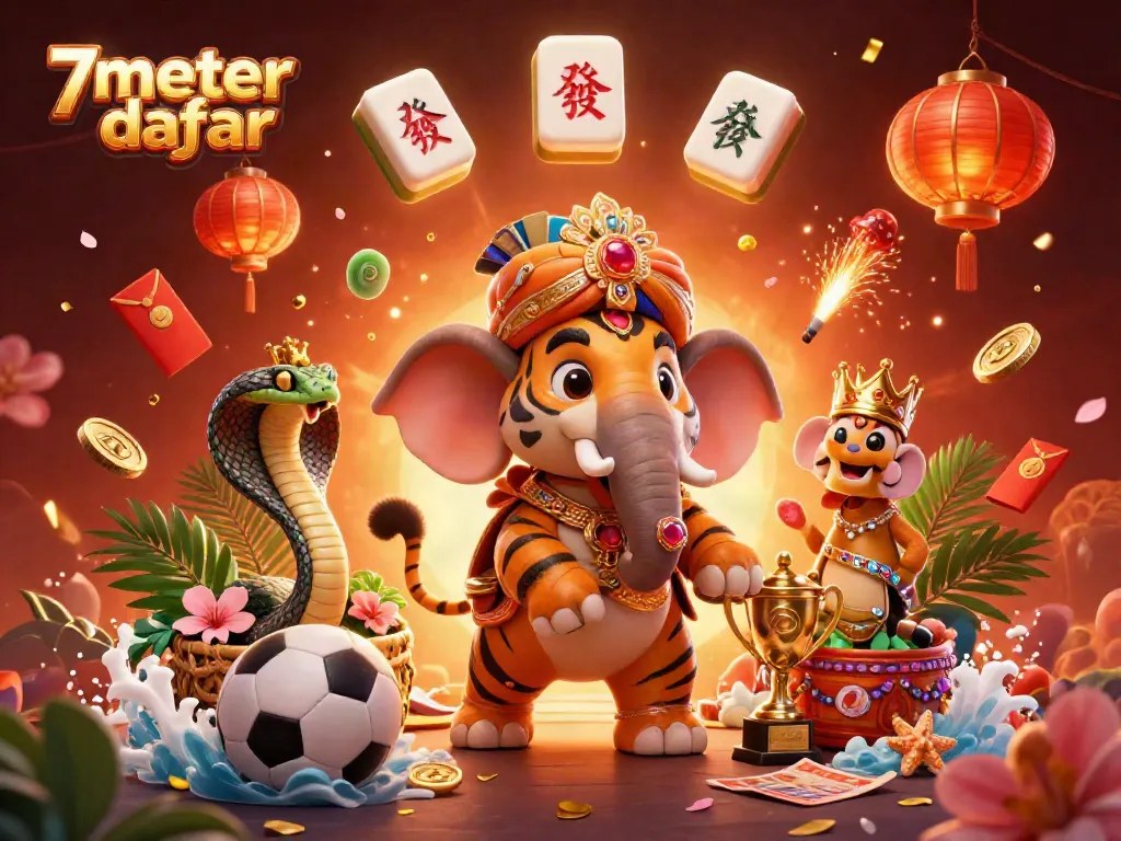 Bet on 7meter daftar with thrilling sports action and luxurious casino elements in a vibrant illustration.