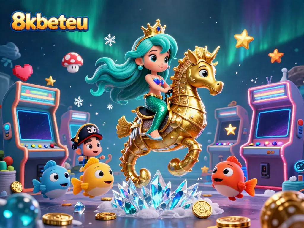Engage with 8kbeteu's vibrant online casino adventure featuring a mermaid princess in a rich gaming scene.