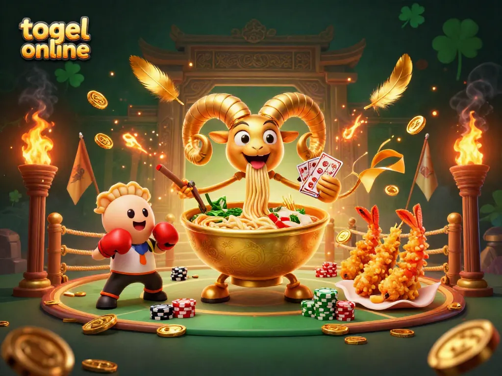 Engage in togel online excitement with a vibrant 3D casino illustration filled with dynamic characters and gaming elements.