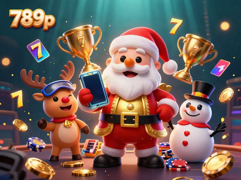 Join Santa Claus with a smartphone at 789p casino, featuring dynamic jackpot slots and festive characters