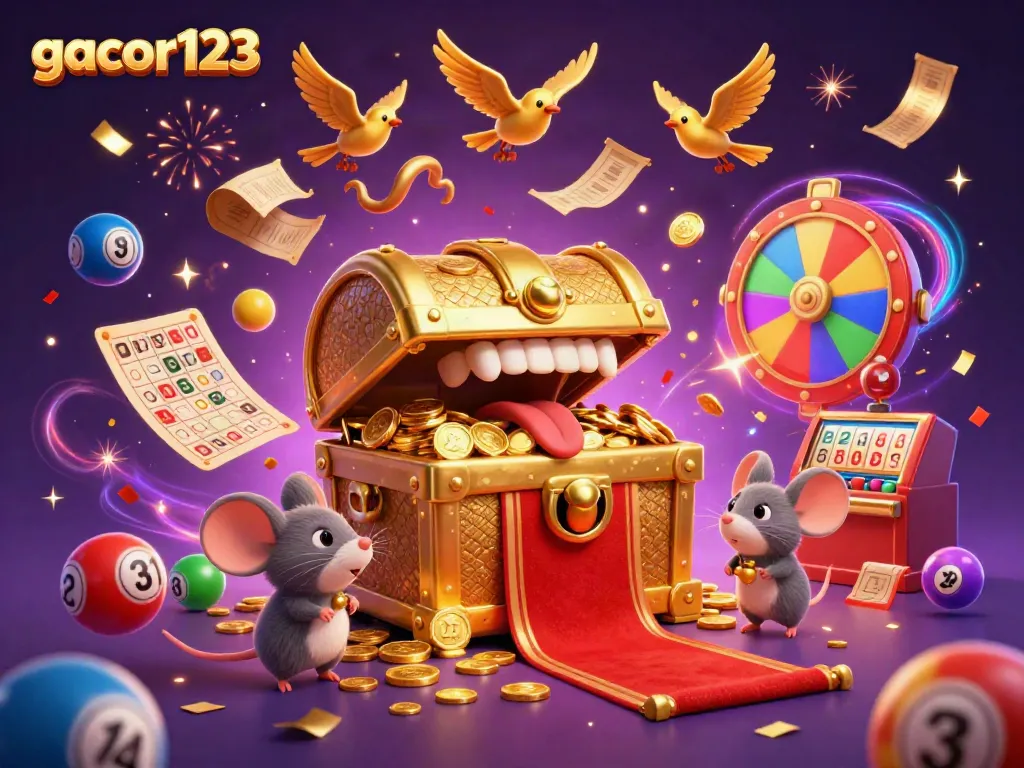 Experience fantastic wins at gacor123 with an exciting scene filled with colorful lottery elements.