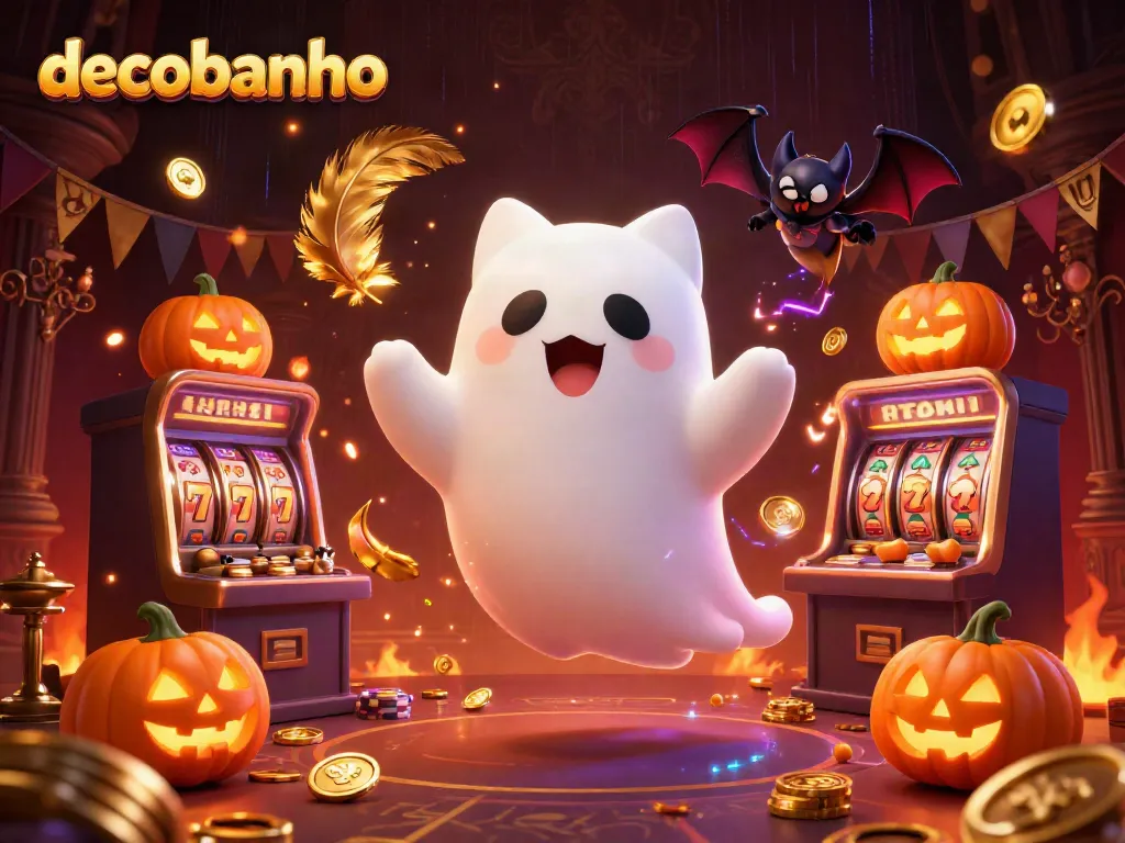 Engage in thrilling adventures with decobanho while enjoying a vibrant casino atmosphere featuring friendly ghost cat and vampire bat.