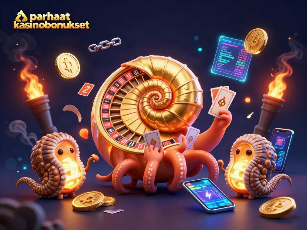Parhaat kasinobonukset - 3D-korttipeli-ilmaus eloisasti esitetty nautiluksella ja ammoniittifossiileilla.