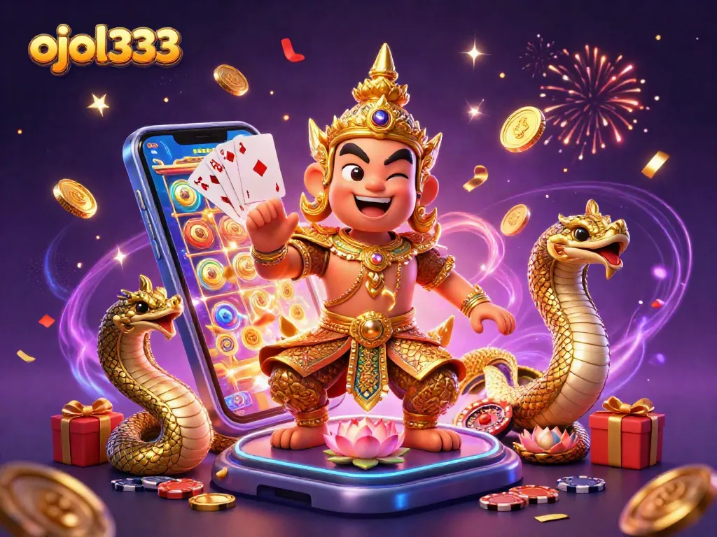 Enjoy thrilling wins with ojol333 in a vibrant casino battle featuring colorful slot games.
