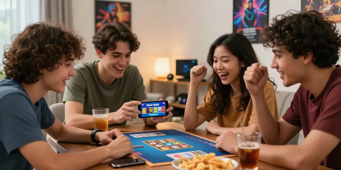 Friends enjoying 3 Patti World game link during a cozy gaming night at home.
