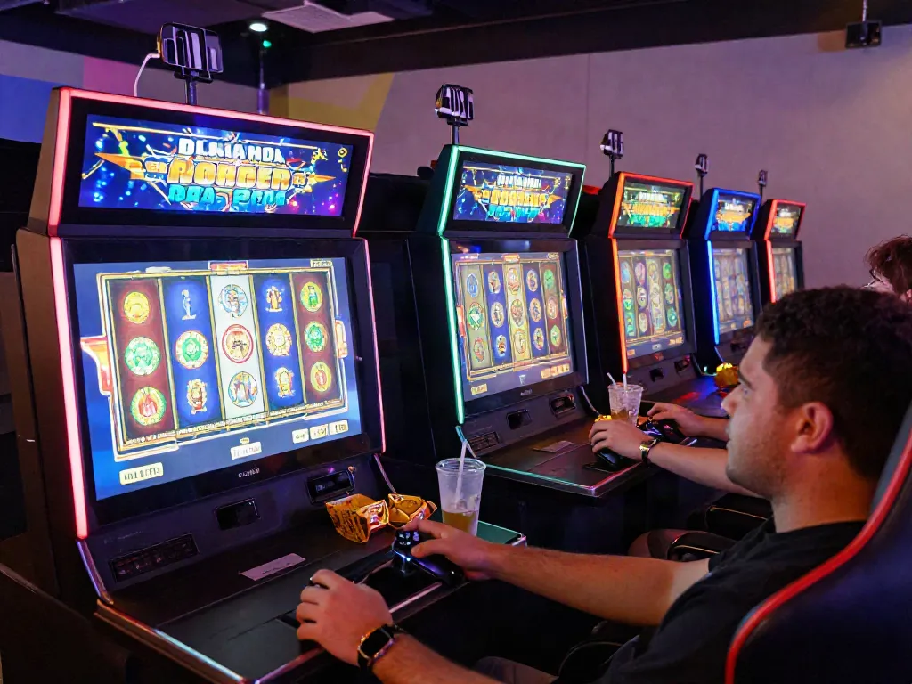 Exciting slot game session with players enjoying ทดลองสล็อต in a vibrant gaming lounge.