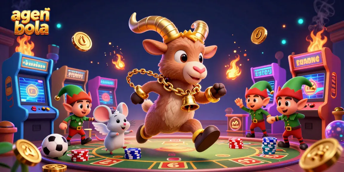 Engage in thrilling agen bola action amid a festive casino scene with characters stealing poker chips.
