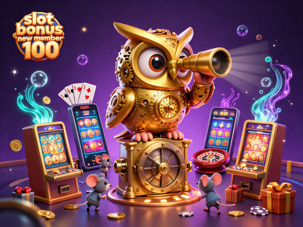 Experience thrilling wins with slot bonus new member 100 showcased in a vibrant casino scene.