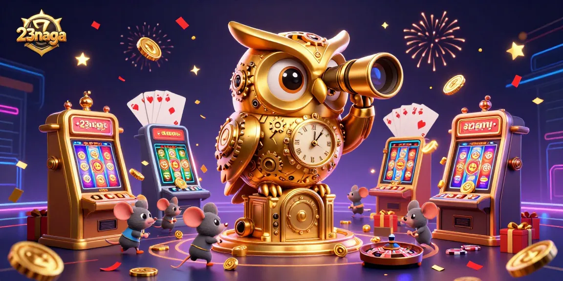 Engage with 23naga's vibrant casino scene featuring a golden owl and dynamic game elements!