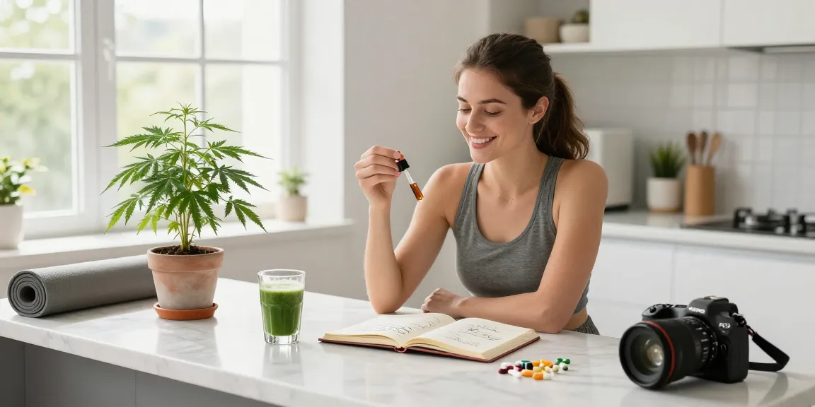 The legal age to vape in Cyprus highlighted in a wellness setting with CBD oil, fresh hemp, and organized supplements in a bright kitchen.