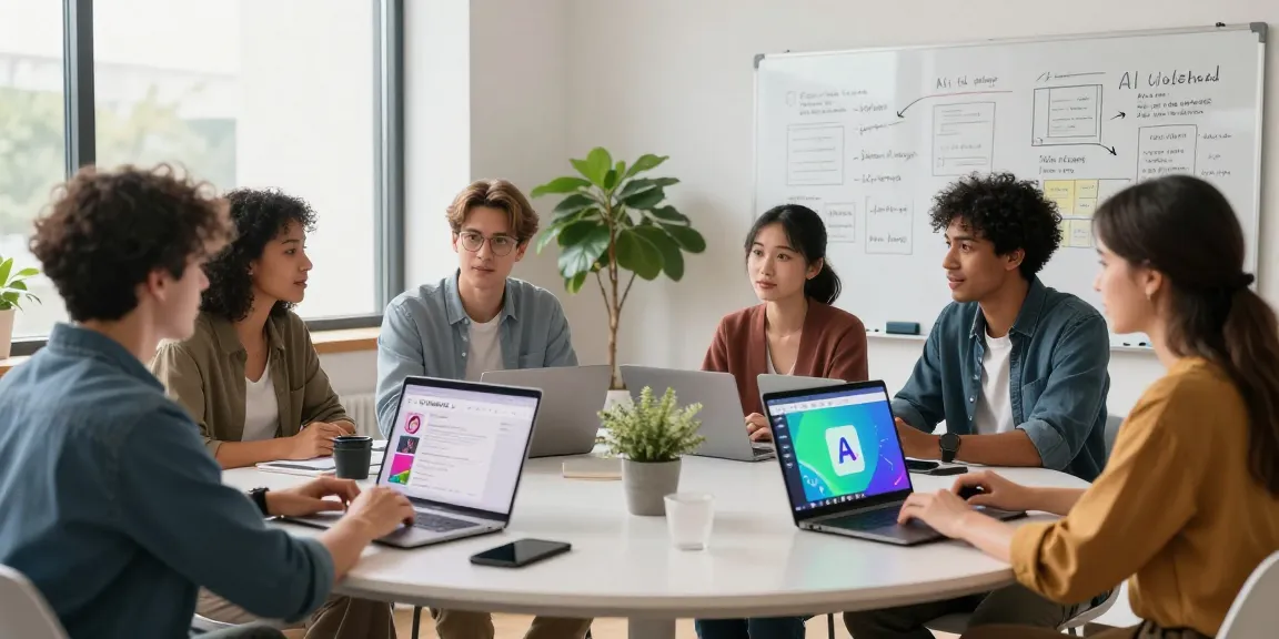 Dynamic group collaboration on CrushOnAI's features in a modern tech workspace.