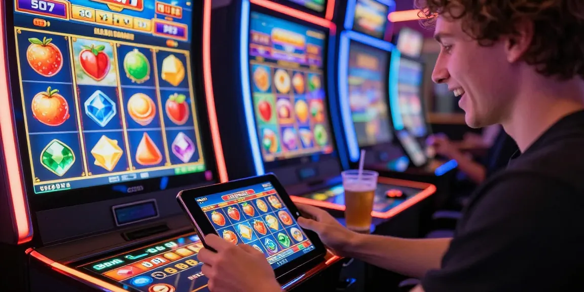 Permainan slot online dengan grafis cerah dan pemain yang bersemangat.