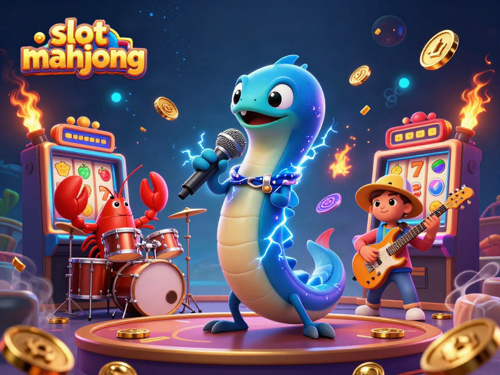 Experience the excitement of slot mahjong with dynamic characters in an underwater casino scene.