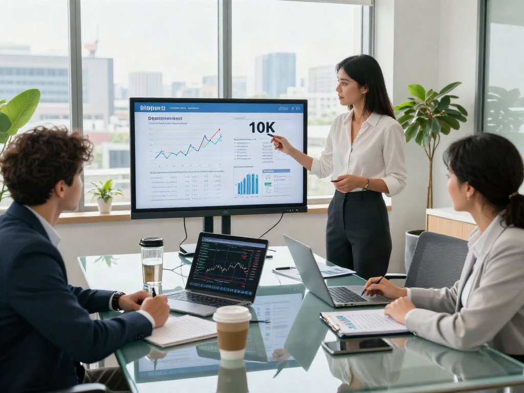 Team discussing ways to deposit 10k in financial strategies during a meeting.