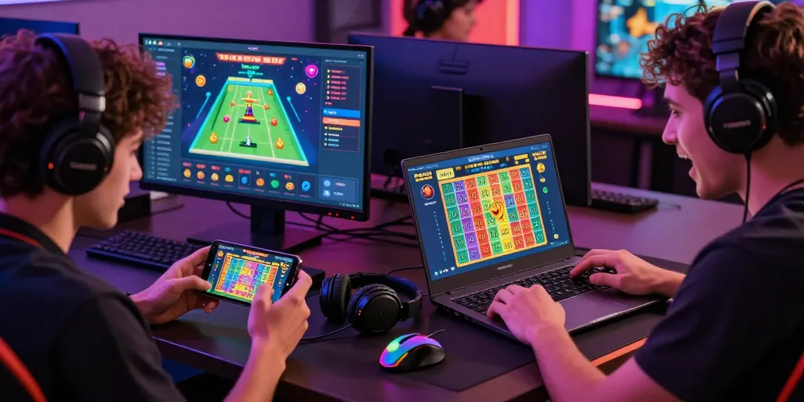 Tiranga Game users engaging in colour prediction and lottery draws on mobile and desktop devices in a vibrant online gaming setup