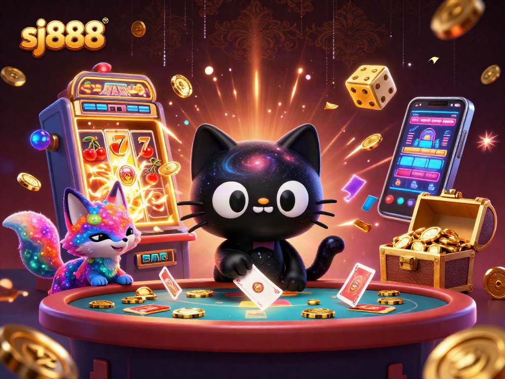 Engage with sj888 to win big at a cosmic casino featuring golden chips and dynamic slot machines.