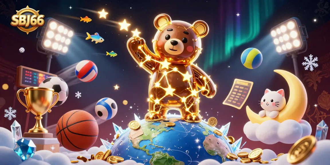 Experience thrilling moments at SBJ66 as a constellation bear gathers coins amidst vibrant casino elements.