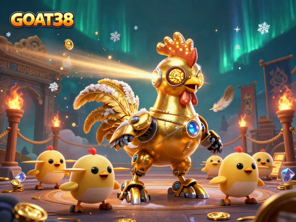Engage in the excitement at GOAT38 with vibrant 3D casino illustration featuring animated characters.