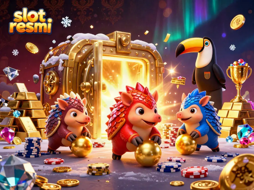 Engaging illustration of rival pangolins in a dynamic slot resmi-themed casino showdown.