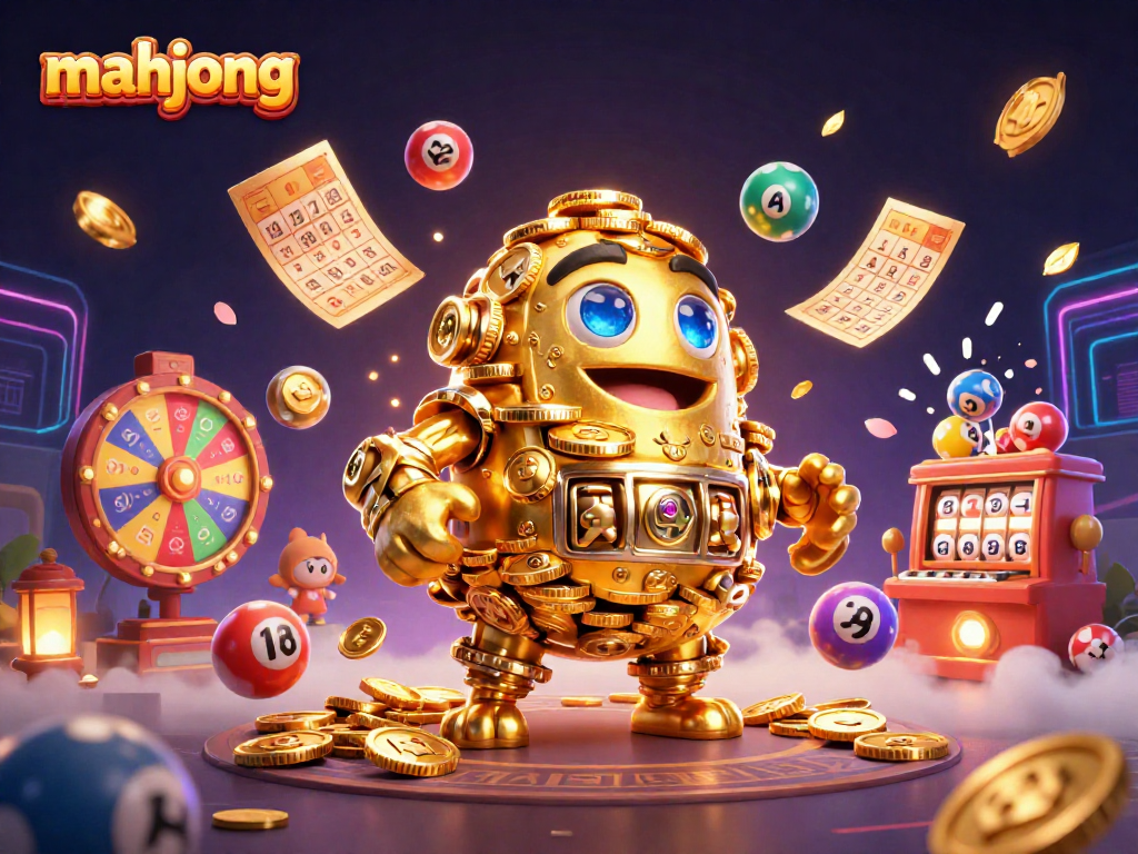 Engage with mahjong gameplay while surrounded by dynamic casino elements and gold coin sprites.
