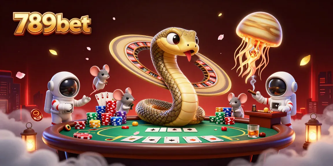 Place your bets at 789bet with a thrilling cosmic casino illustration showcasing vibrant gameplay elements.