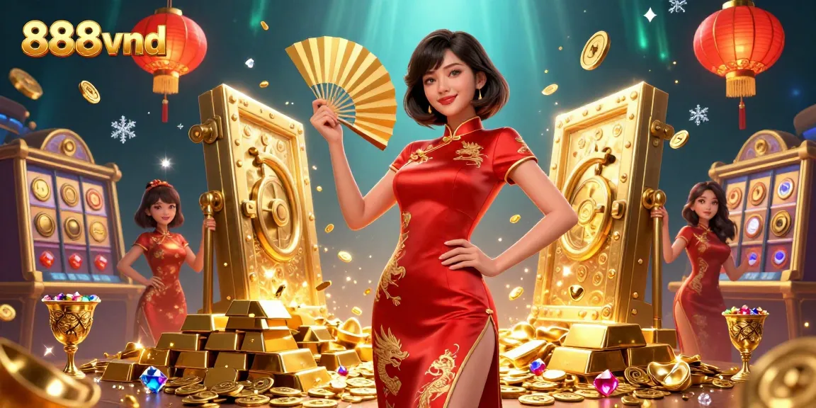 Experience thrilling wins at 888vnd with vibrant casino elements, cascading coins, and engaging games.