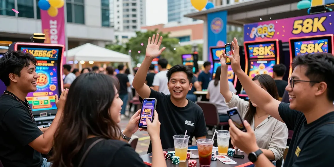 KO66 app celebration with friends in urban plaza, showcasing outdoor activities and vibrant bonus promotion.