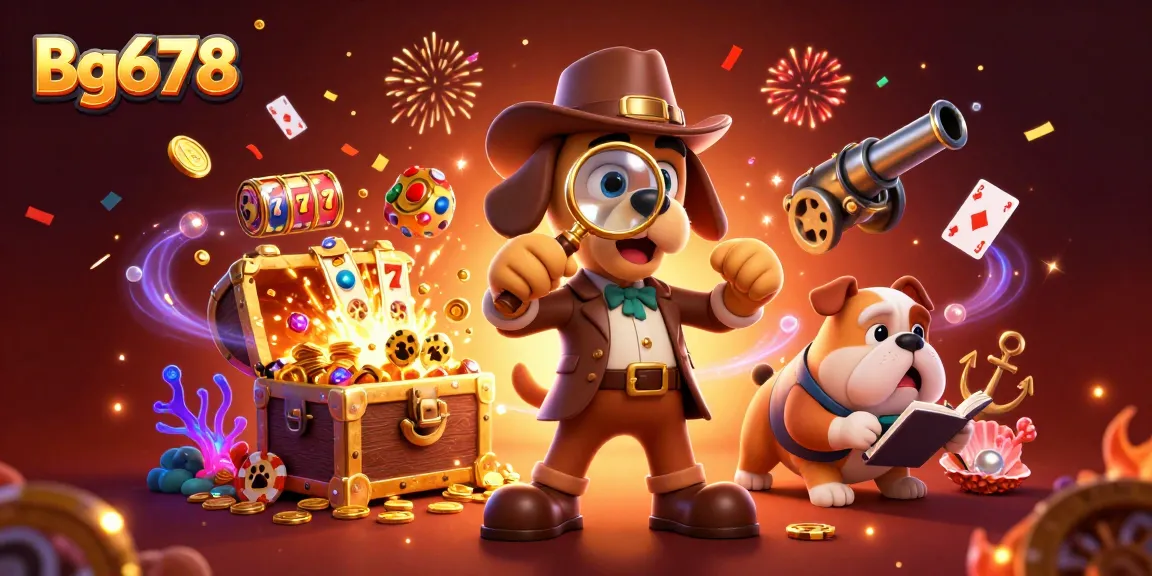 Join in thrilling action with Bg678 as a detective discovers poker chip clues in a vibrant casino scene.