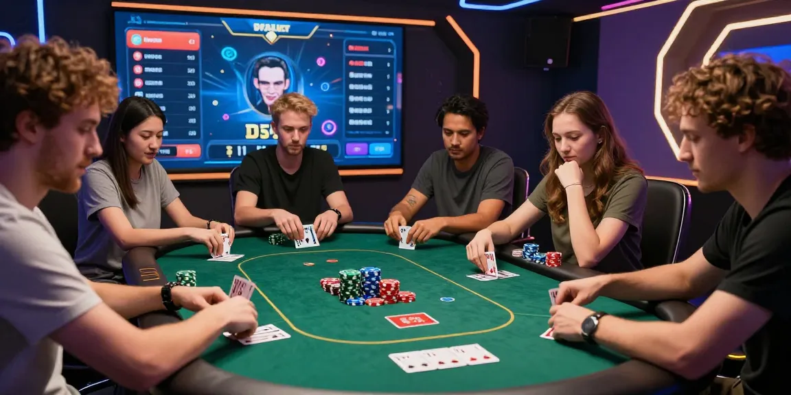 Pemain dewapoker sedang terlibat dalam permainan poker online yang menarik dengan grafik modern dan suasana kompetitif.