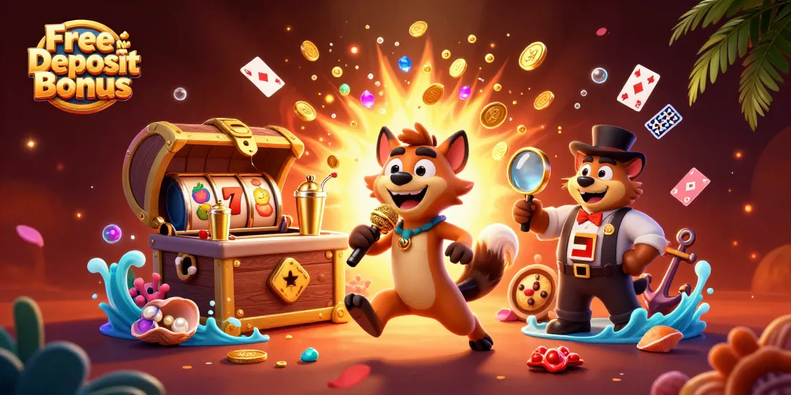 Experience the thrill of a Free No Deposit Bonus in a vibrant casino scene with hyenas.