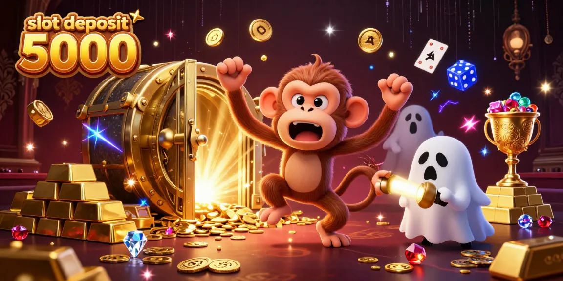Engage in thrilling gameplay at slot deposit 5000 with a whimsical monkey and puppy in a vibrant haunted casino
